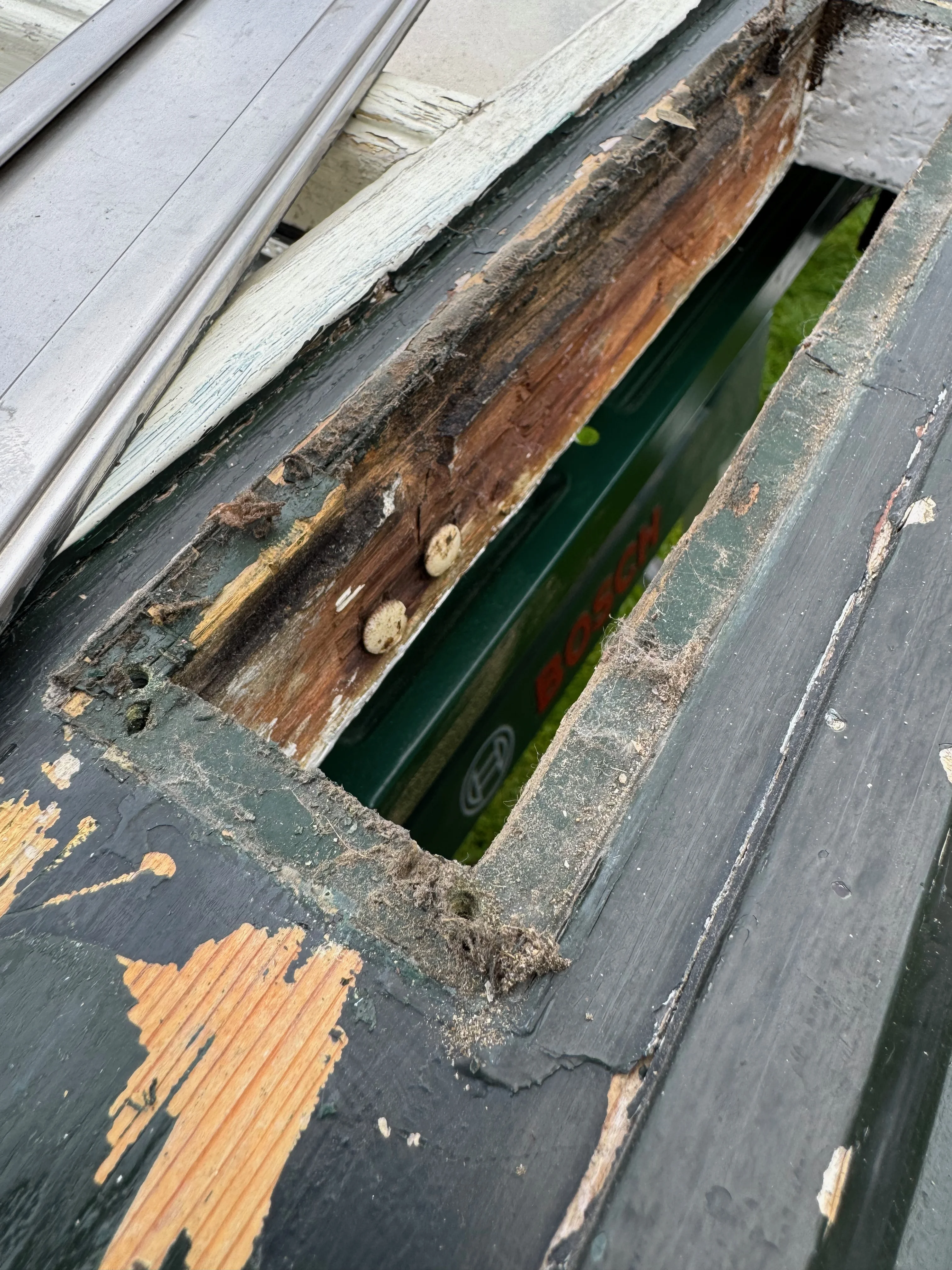 New insert fixed in place - solid and flush with the frame