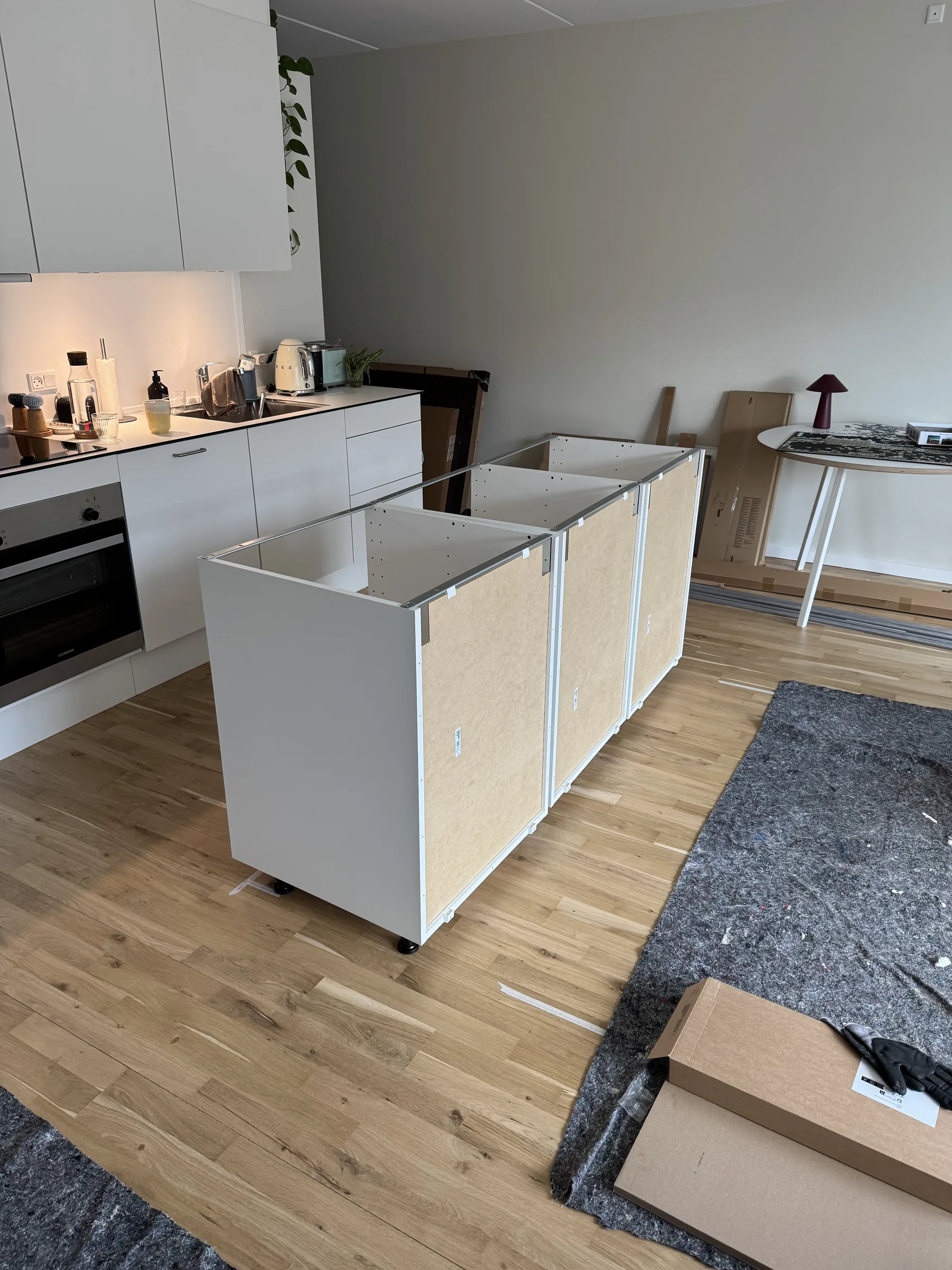 IKEA storage unit partly assembled during a recent cabinet-building example in a Copenhagen apartment
